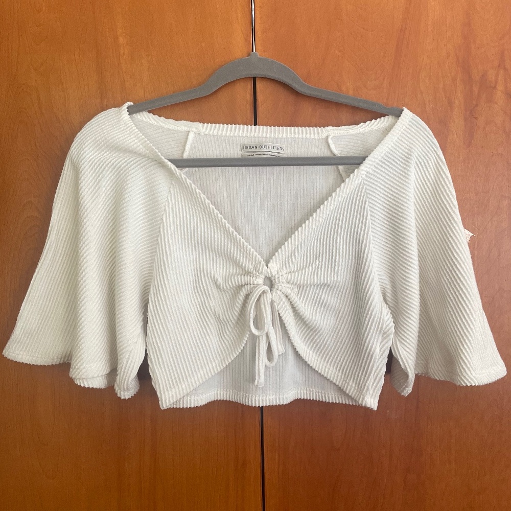Urban Outfitters white crop top with bell sleeves